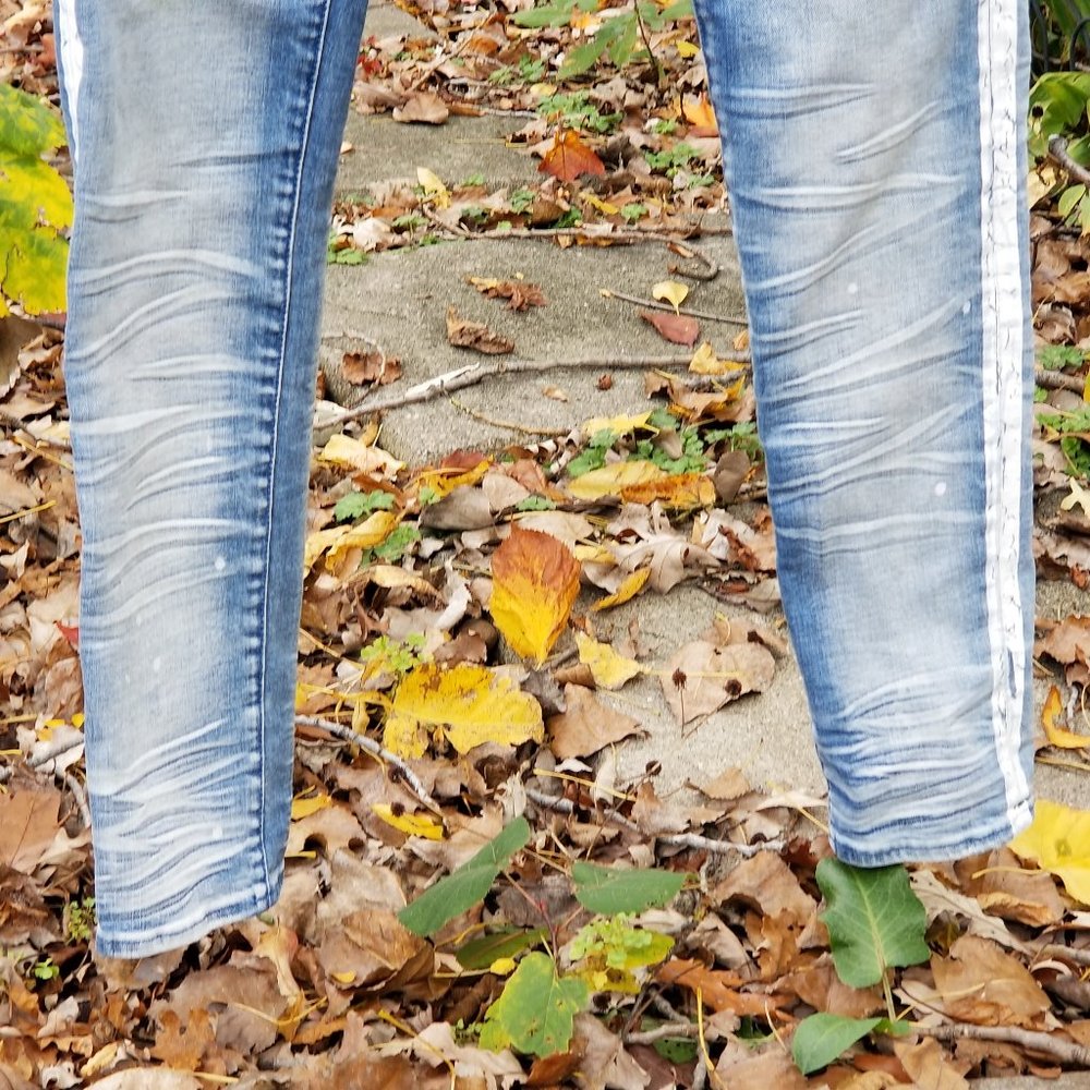 Mnml  Mens Jeans Paint 34 Skinny Pants Destroyed - Picture 3 of 10